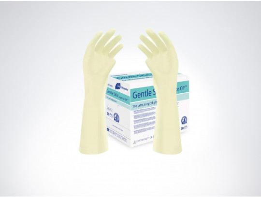 OP-Handschuhe Latex, puderfrei, Natur 28 cm , Größe 7-9, 50 Paar einzeln verpackt